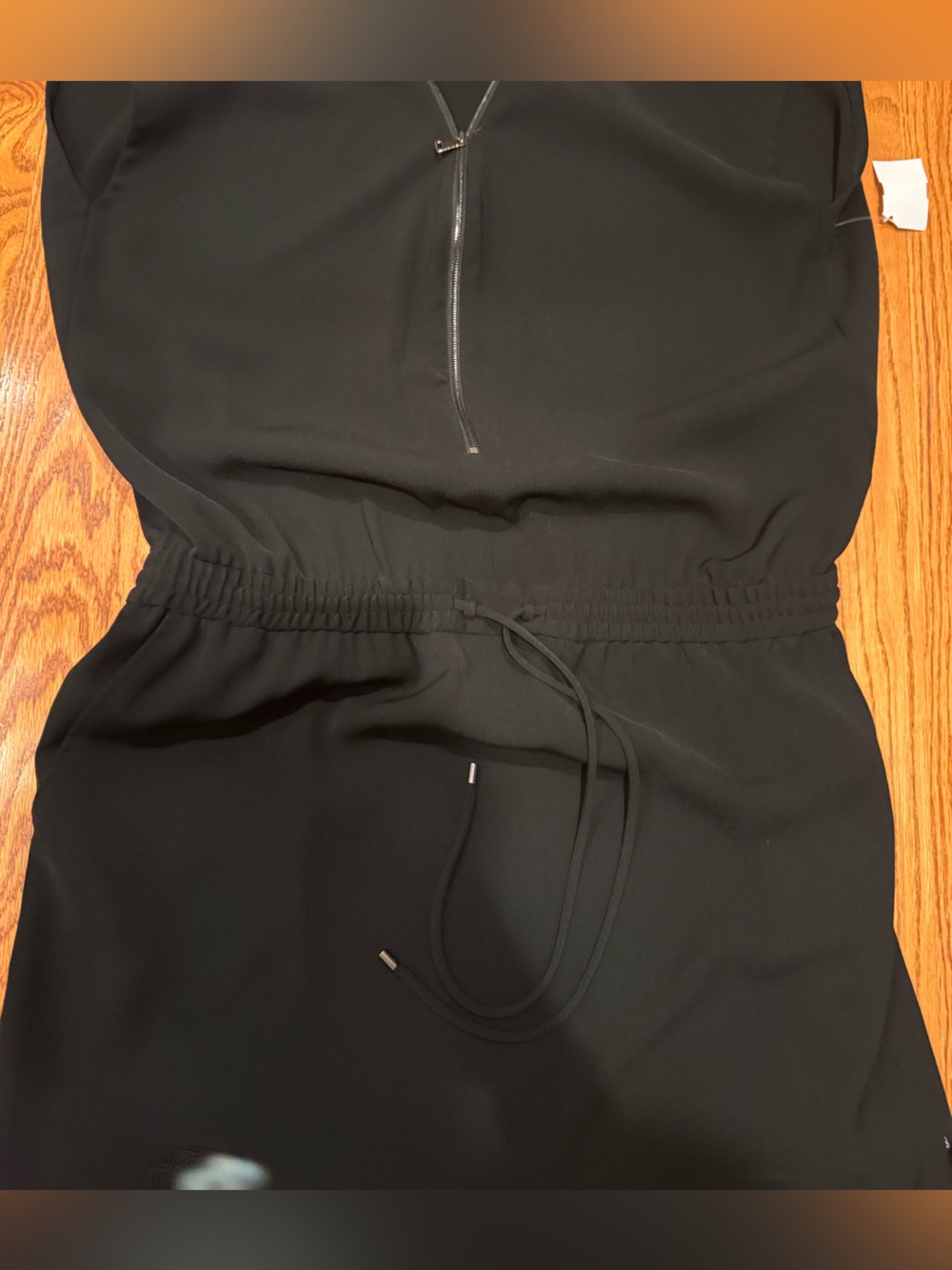 Vince Black Zip-Neck Drawstring Waist Jogger Dress